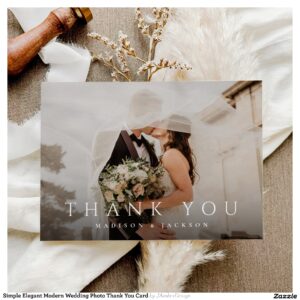 Simple Elegant Modern Wedding Photo Thank You Card