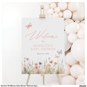 Butterly Wildflower Baby Shower Welcome Sign