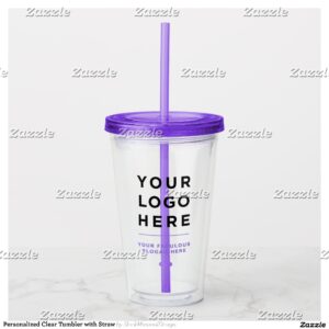 Personalized Clear Tumbler with Straw