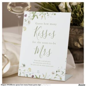 Elegant Wildflower guess how many kisses game sign