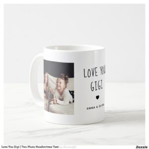 Love You Gigi Two Photo Handwritten Text Coffee Mug
