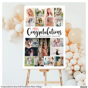 Congratulations Rose Gold Graduation Photo Collage Foam Board