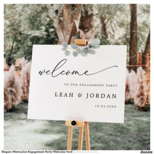 Elegant Minimalist Engagement Party Welcome Yard Sign