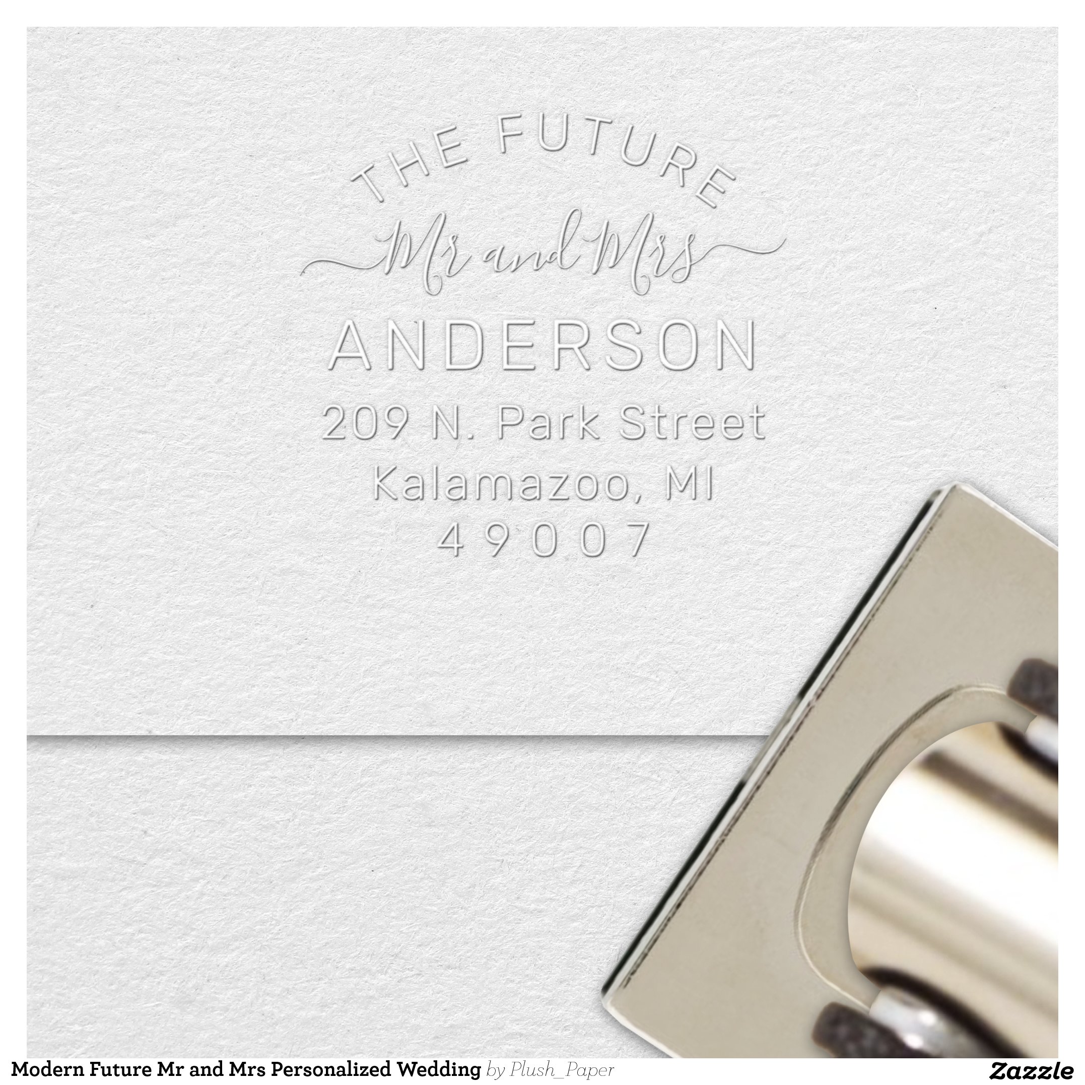 Modern Future Mr and Mrs Personalized Wedding Embosser