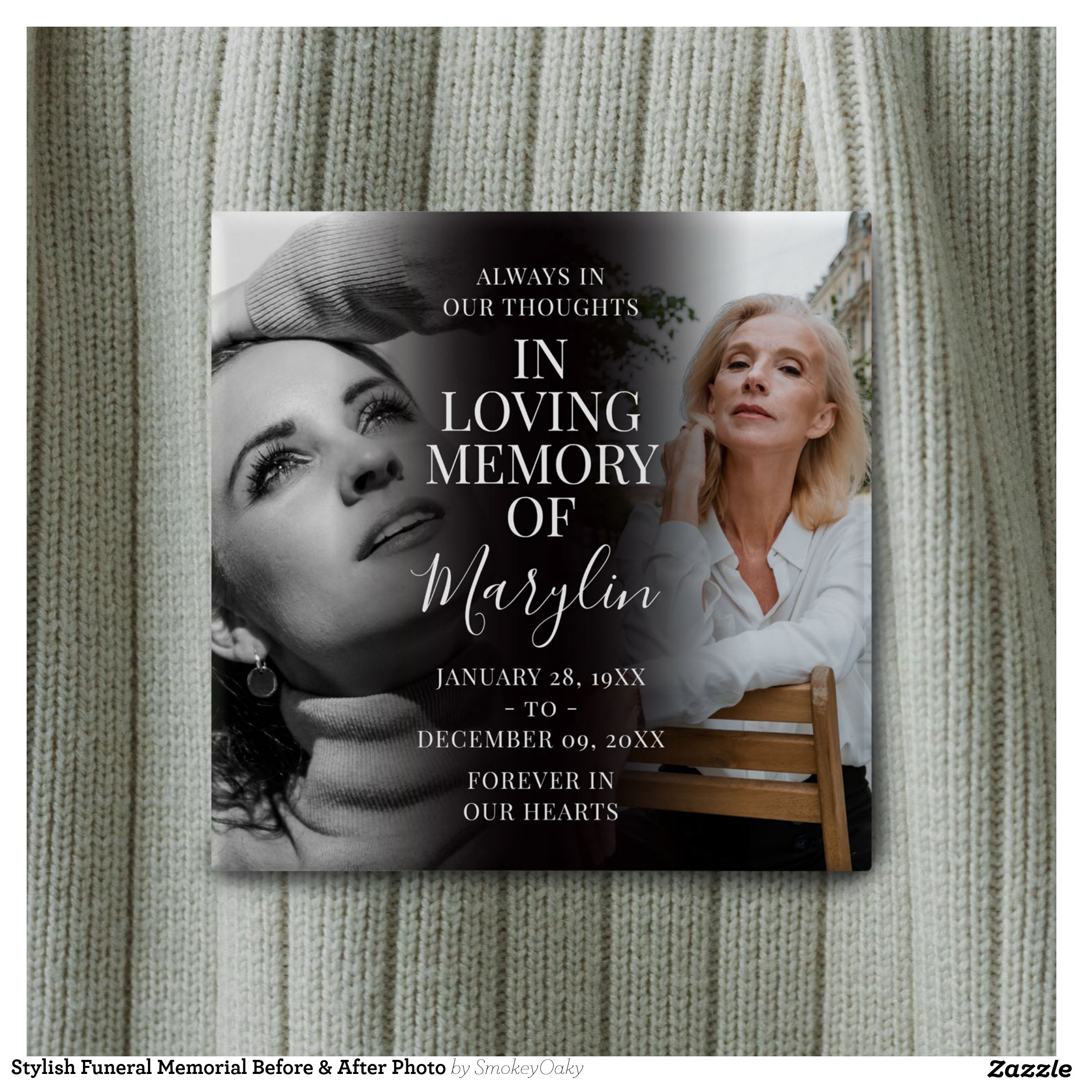 Stylish Funeral Memorial Before & After Photo Button