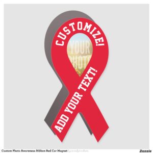 Custom Photo Awareness Ribbon Red Car Magnet