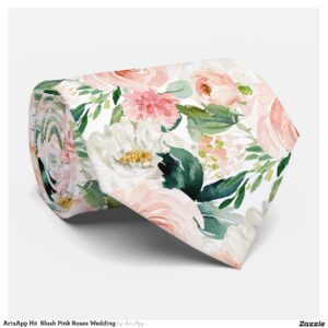 ArtsApp H2 Blush Pink Roses Wedding Neck Tie