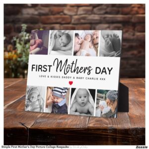 Simple First Mother's Day Picture Collage Keepsake Plaque
