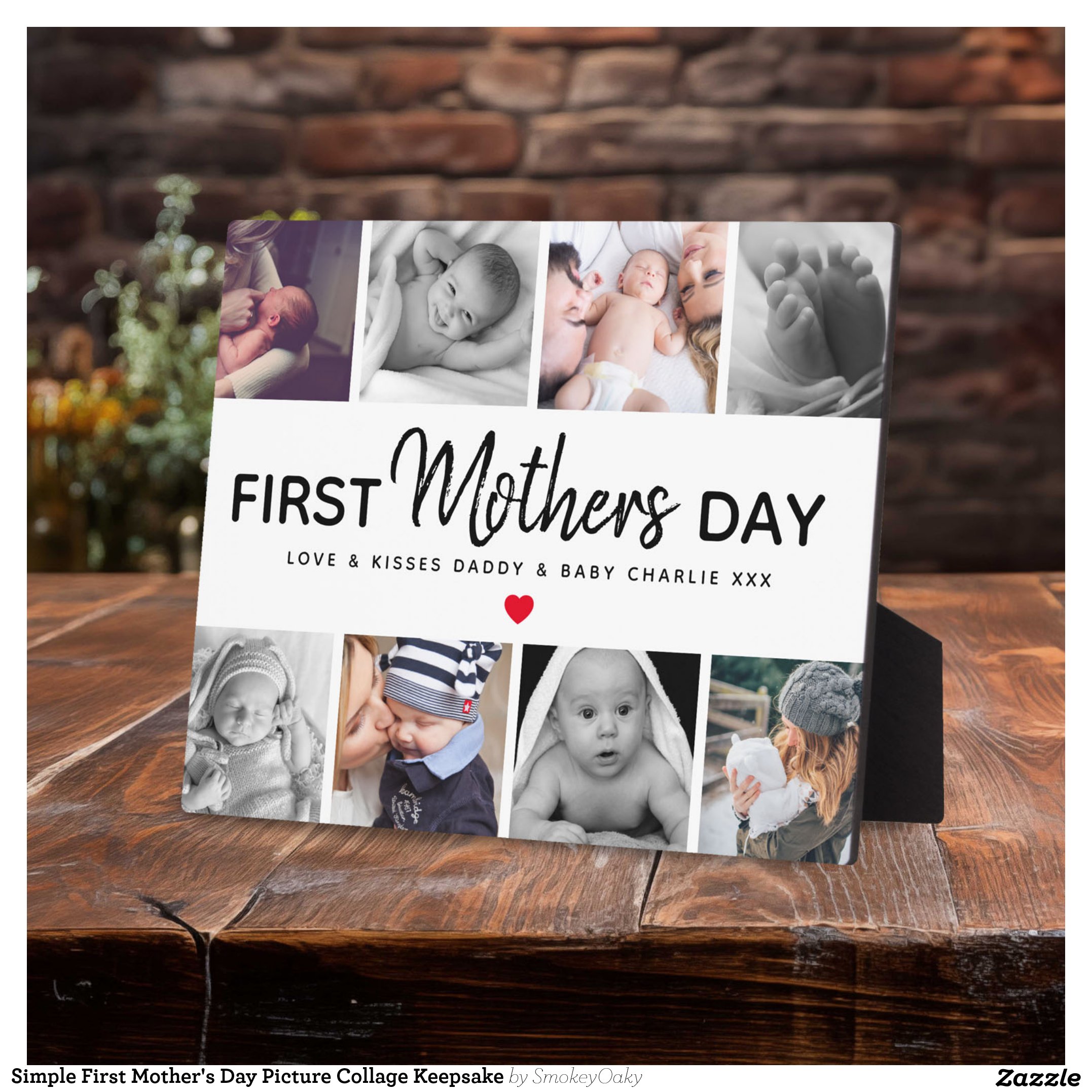 Simple First Mother's Day Picture Collage Keepsake Plaque
