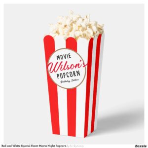 Red and White Special Event Movie Night Popcorn Favor Boxes