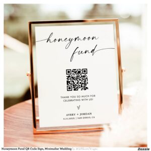 Honeymoon Fund QR Code Sign, Minimalist Wedding Poster