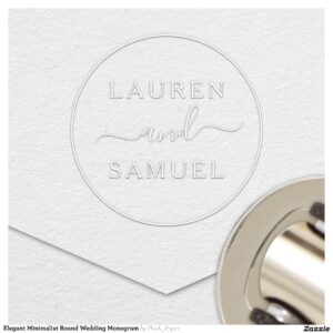 Elegant Minimalist Round Wedding Monogram Embosser