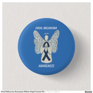 Uveal Melanoma Awareness Ribbon Angel Custom Pin