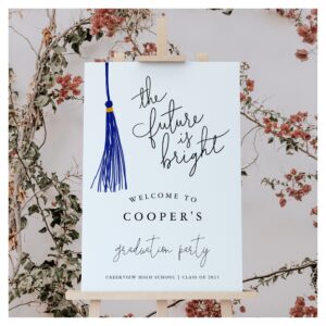 Future Is Bright Blue Grad Party Welcome Sign