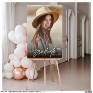 Modern Elegant Black and White Graduate Photo Foam Board