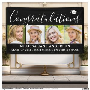 Congratulations Graduate Custom 4 Photo Graduation Banner