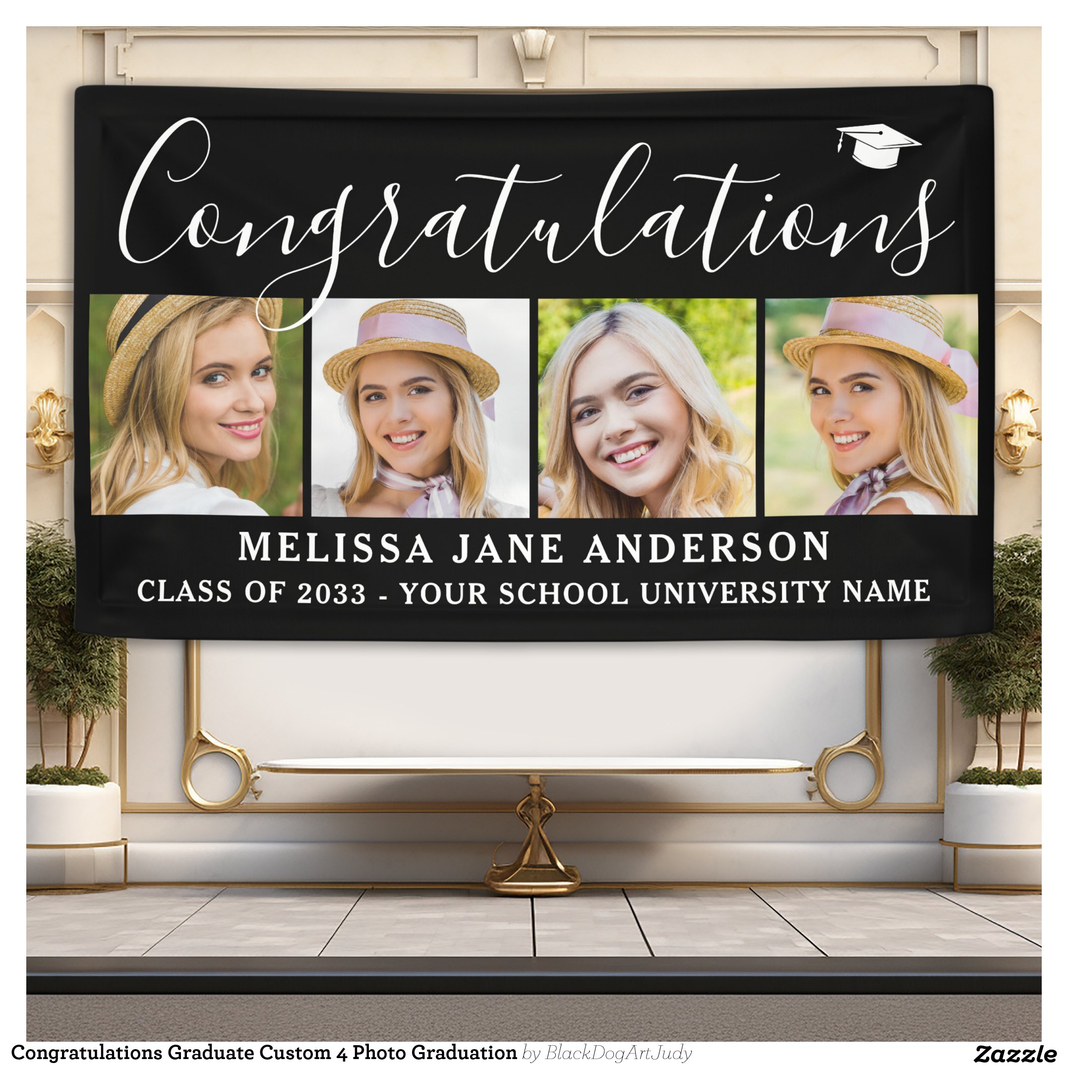 Congratulations Graduate Custom 4 Photo Graduation Banner