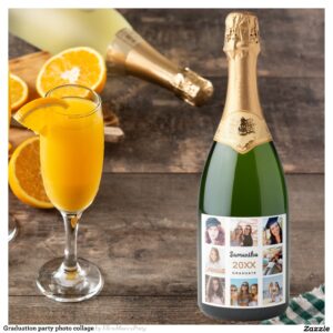 Graduation party photo collage sparkling wine label