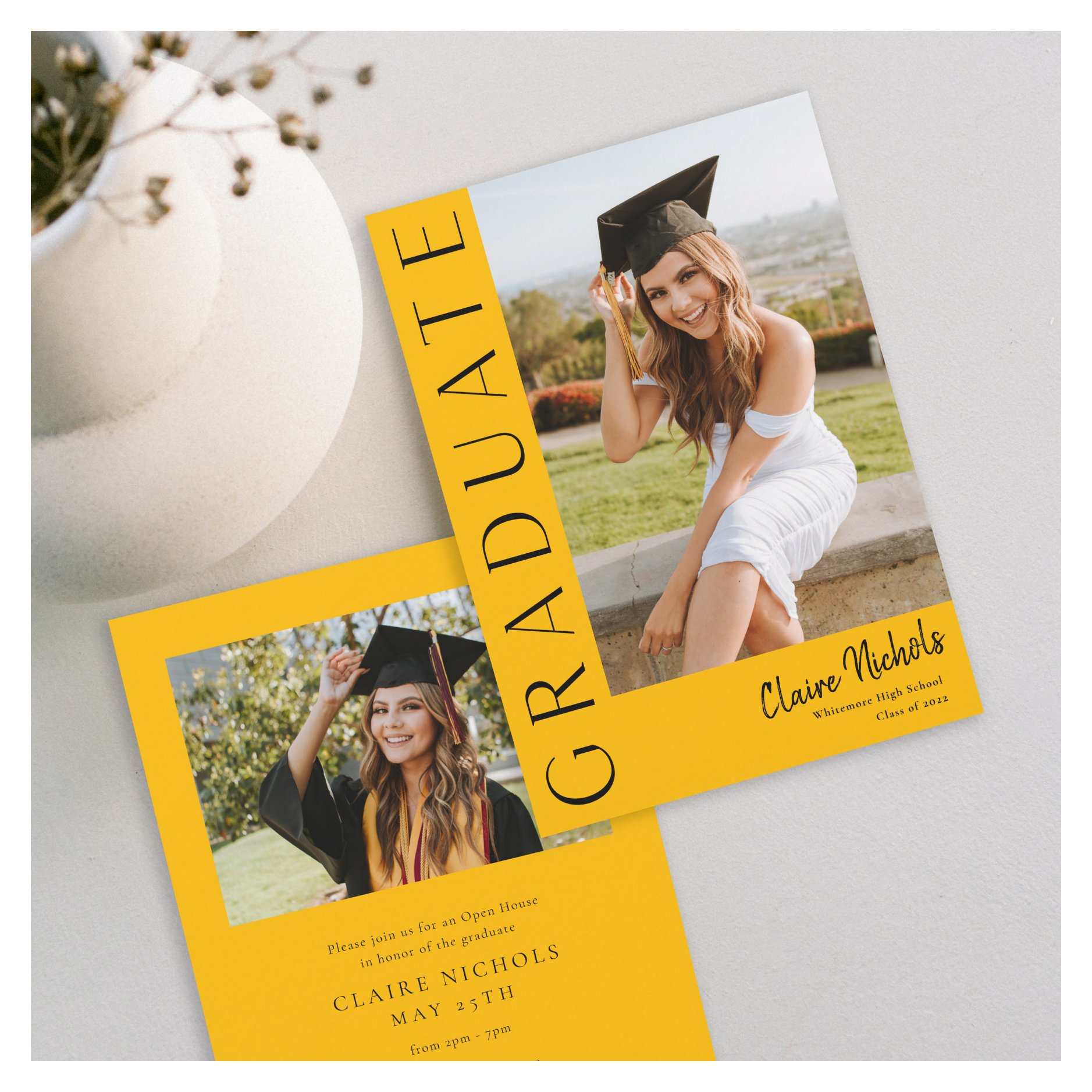 Modern Vertical Photo Graduation Invitation