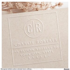 Monogram initials modern minimal return address embosser