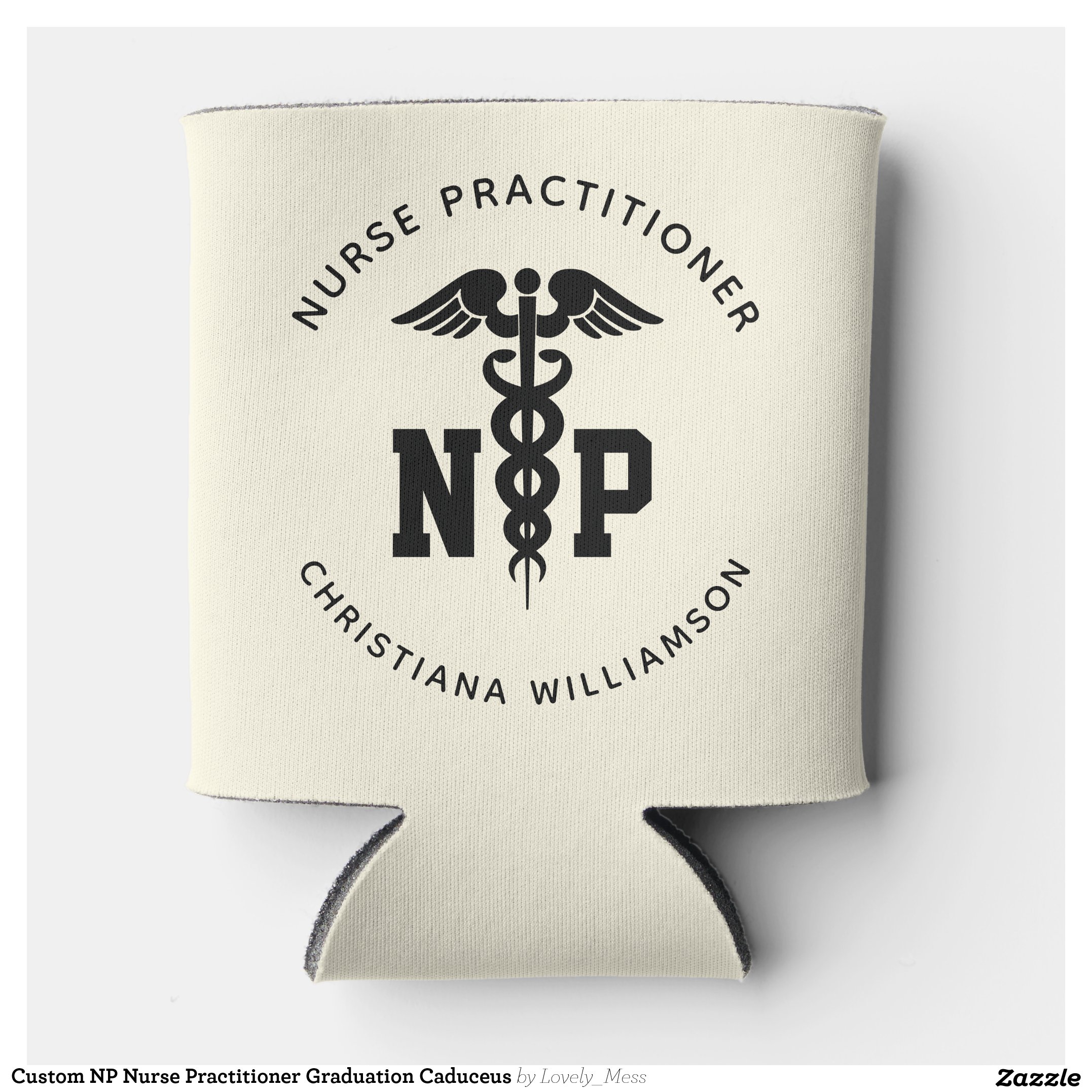 Custom NP Nurse Practitioner Graduation Caduceus Can Cooler
