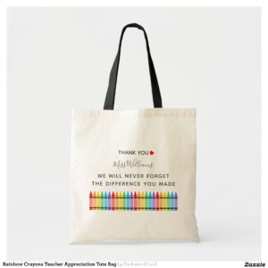 Rainbow Crayons Teacher Appreciation Tote Bag