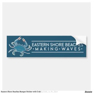 Eastern Shore Beaches Bumper Sticker with Crab
