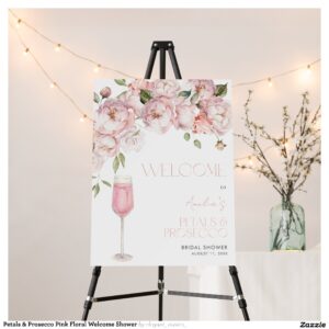 Petals & Prosecco Pink Floral Welcome Shower Foam Board