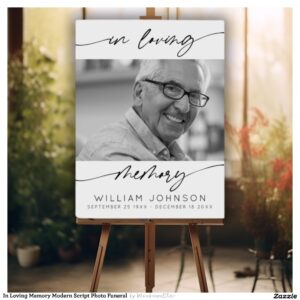 In Loving Memory Modern Script Photo Funeral Foam Board