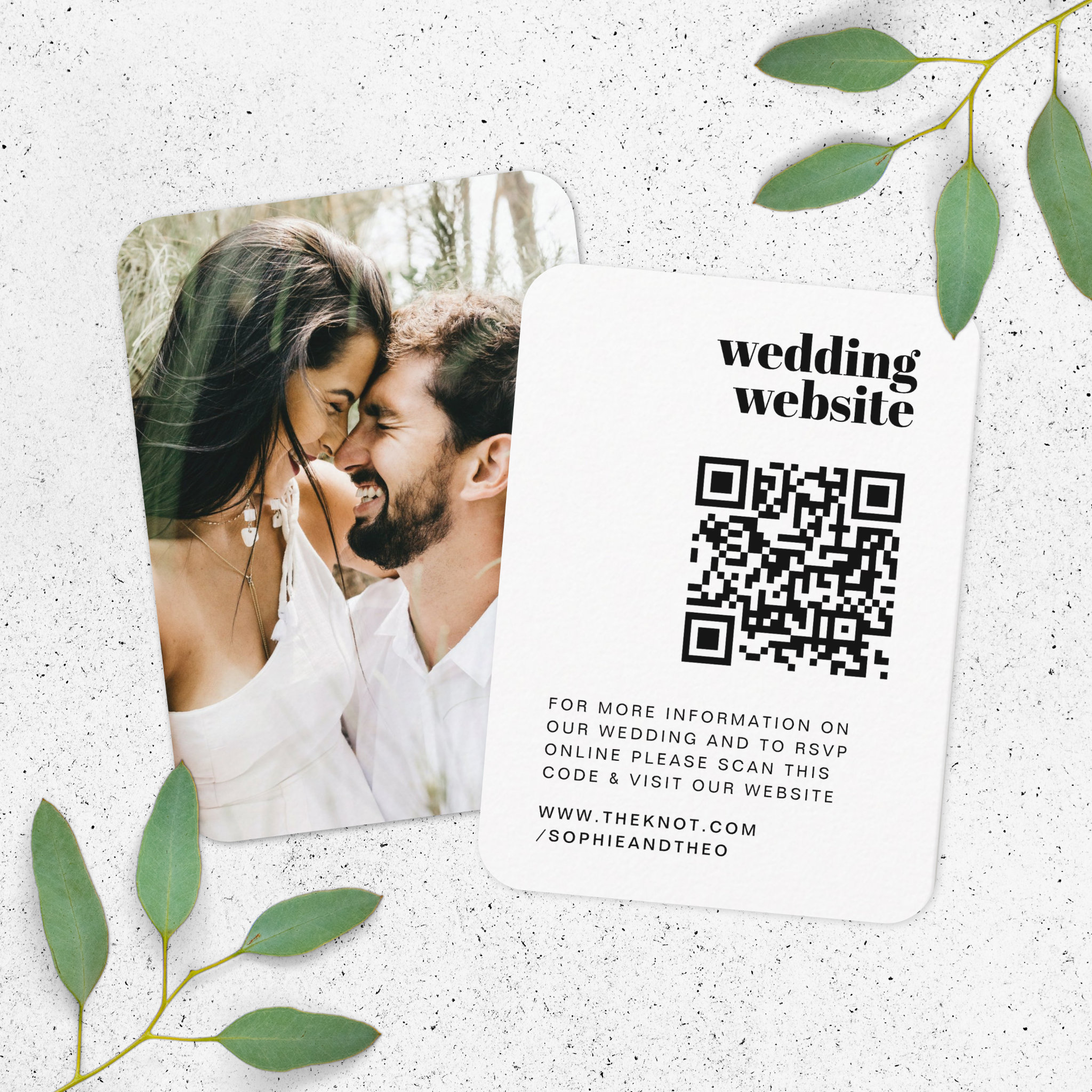 Wedding Website RSVP QR Code Photo Retro Enclosure Card