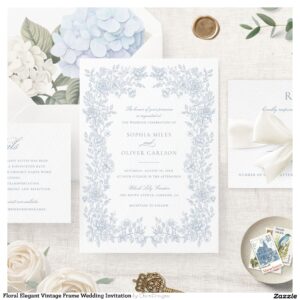 Floral Elegant Vintage Frame Wedding Invitation