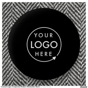 Custom Logo Corporate Modern Minimalist Black Button