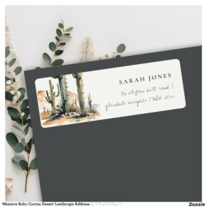 Western Boho Cactus Desert Landscape Address Label