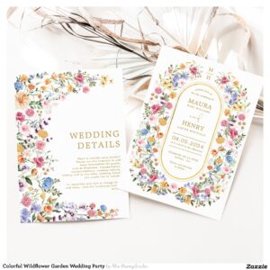 Colorful Wildflower Garden Wedding Party Invitation