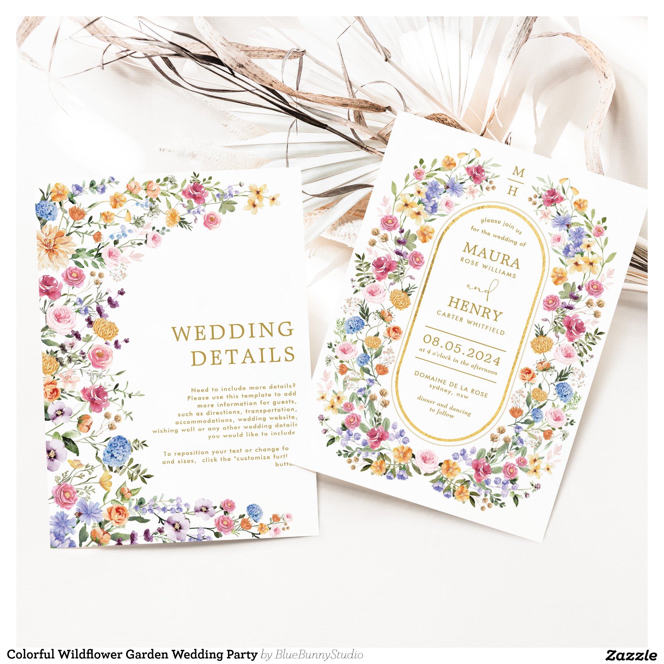 Colorful Wildflower Garden Wedding Party Invitation
