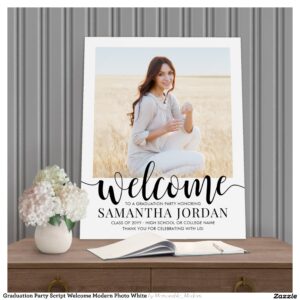 Graduation Party Script Welcome Modern Photo White Foam Board