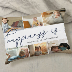 Happiness is Granddad 6 Photo Collage Accent Pillow