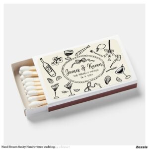 Hand Drawn funky Handwritten wedding Matchboxes