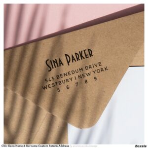 Chic Deco Name & Surname Custom Return Address Rubber Stamp