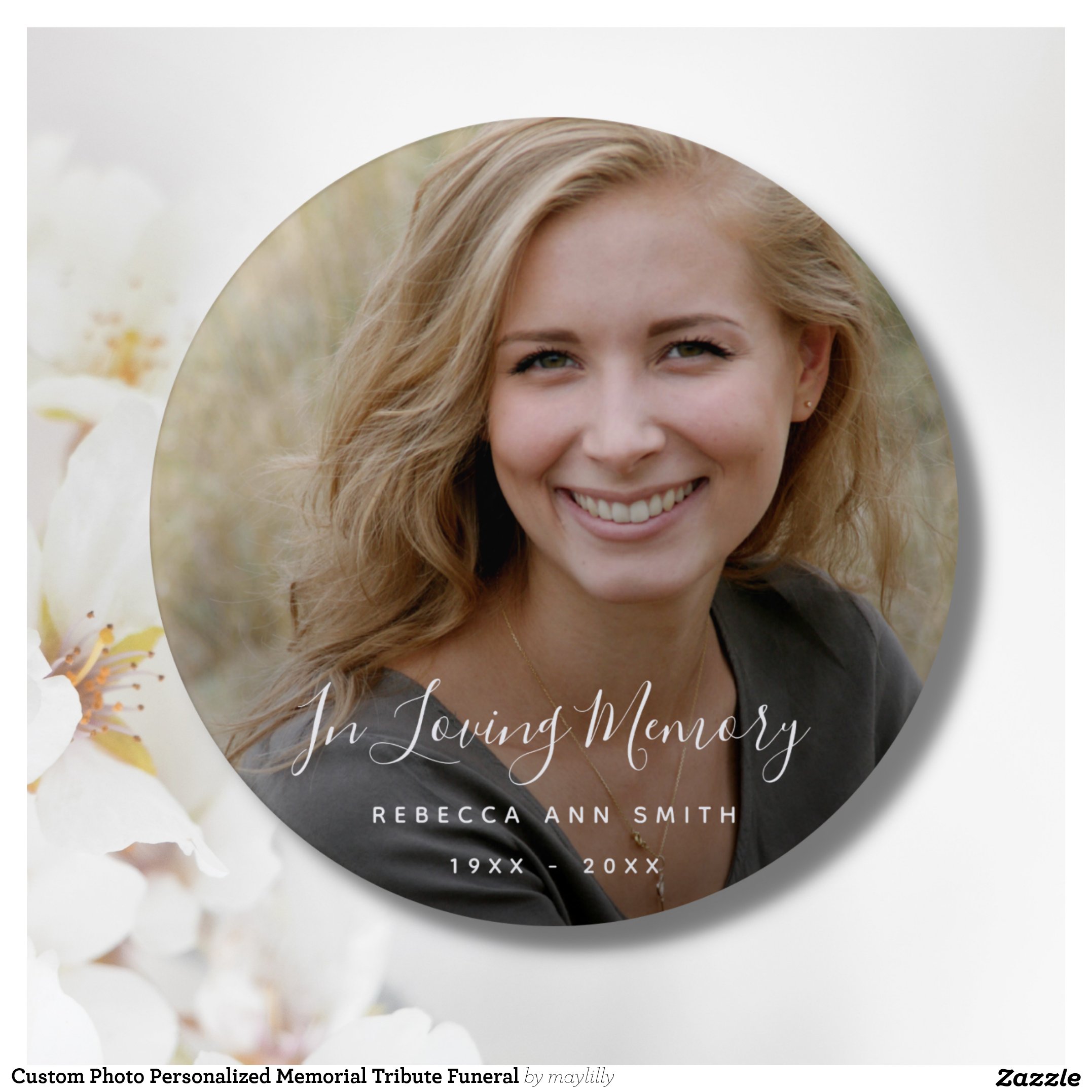 Custom Photo Personalized Memorial Tribute Funeral Button