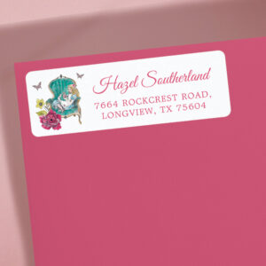 Vintage Alice in Wonderland Sitting In Green Chair Label