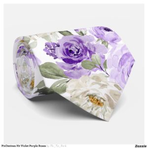 PixDezines H2 Violet Purple Roses Neck Tie