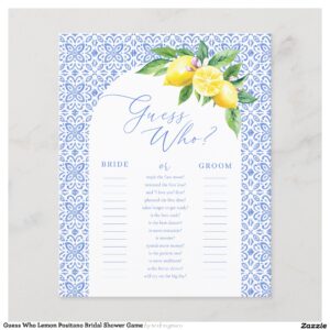 Guess Who Lemon Positano Bridal Shower Game
