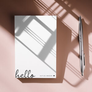 Minimal Hello Modern Heart Clean Simple White Post-it Notes