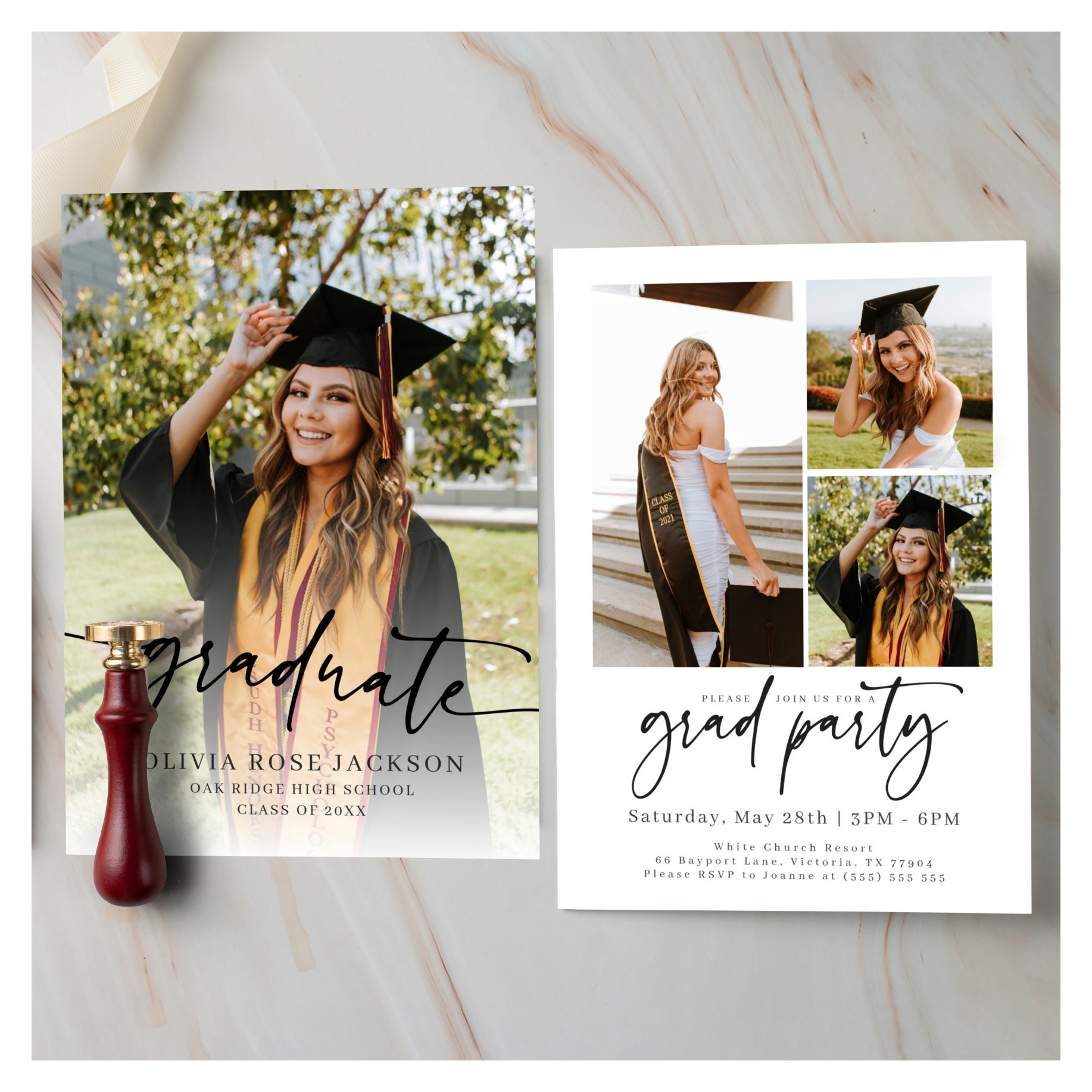 Trendy Modern Casual Photo Graduation Invitation