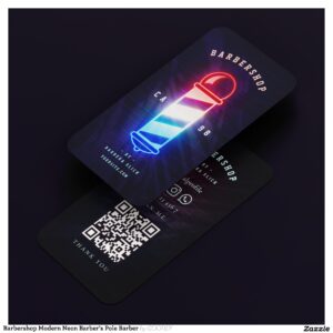 Barbershop Modern Neon Barber's Pole Barber Business Card