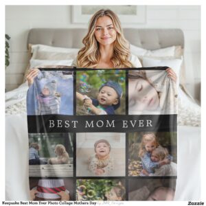 Keepsake Best Mom Ever Photo Collage Mothers Day Fleece Blanket