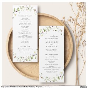 Sage Green Wildflower Rustic Boho Wedding Program