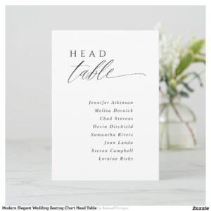 Modern Elegant Wedding Seating Chart Head Table Invitation