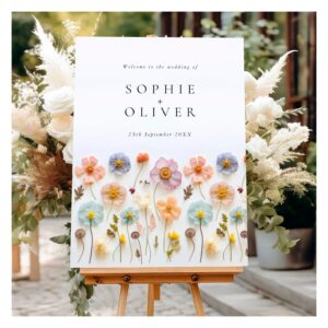 Elegant Pastel Pink Boho Floral WELCOME Wedding Foam Board